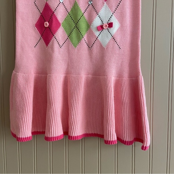 Gymboree New With Tag Pink Argyle 100% Cotton Knit Dress Child Size 9 - Picture 3 of 11